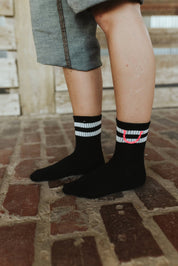 Happy Horseshoe Stripe Crew Socks