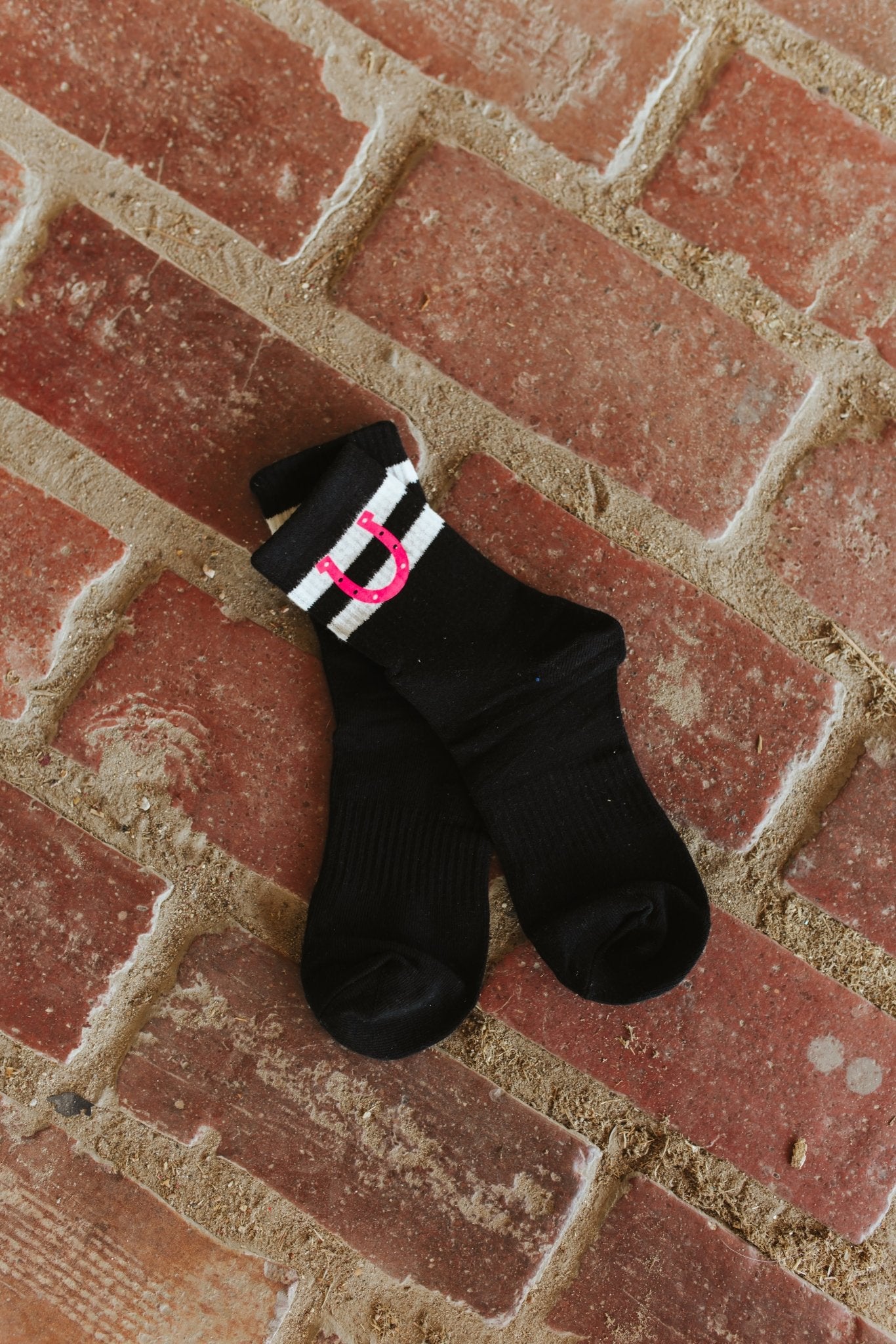 Happy Horseshoe Stripe Crew Socks