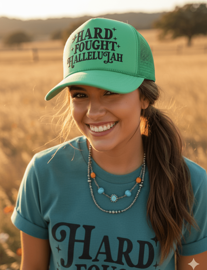 Hard Fought Hallelujah Trucker HatCactus Green