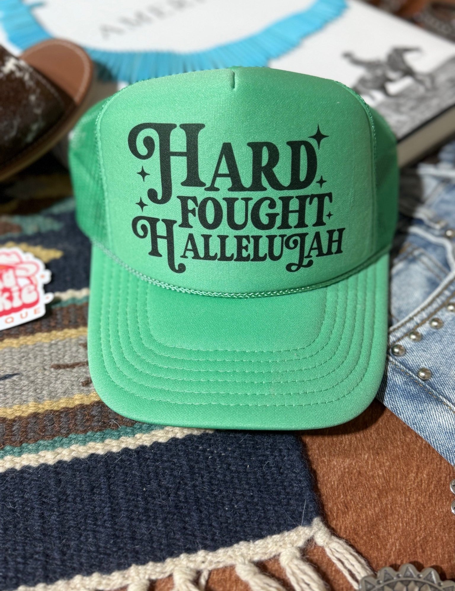 Hard Fought Hallelujah Trucker HatCactus Green