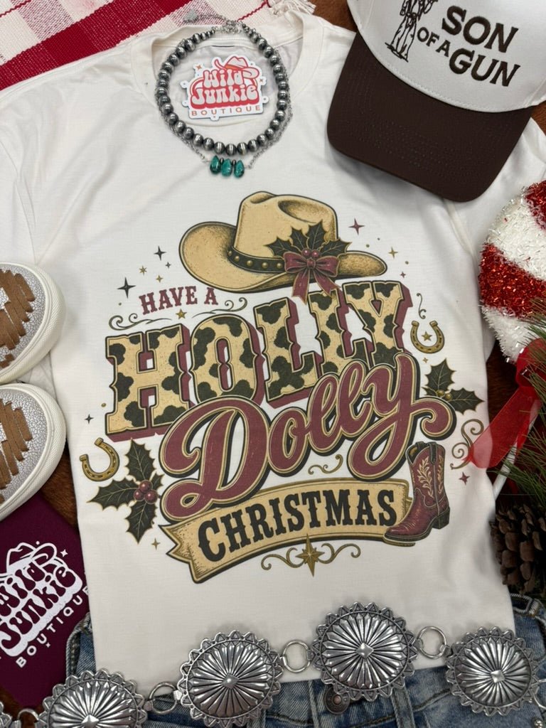 Have A Holly Dolly Christmas Graphic TeeNaturalS