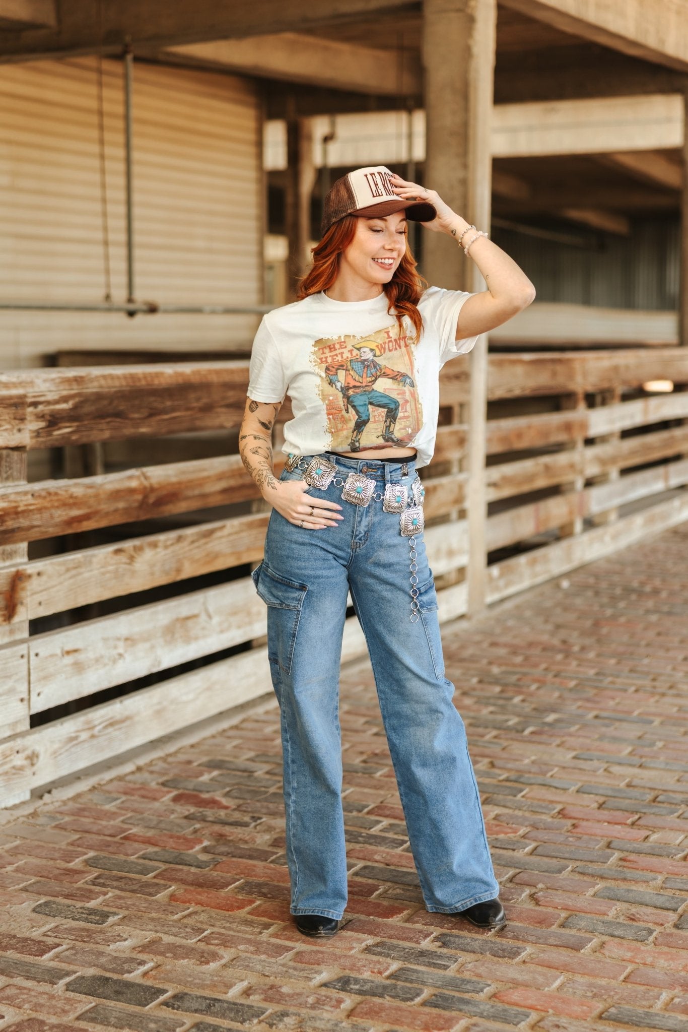 Hell I Won&#39;t Vintage Cowboy Graphic TeeNaturalS