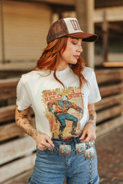 Hell I Won't Vintage Cowboy Graphic TeeNaturalS