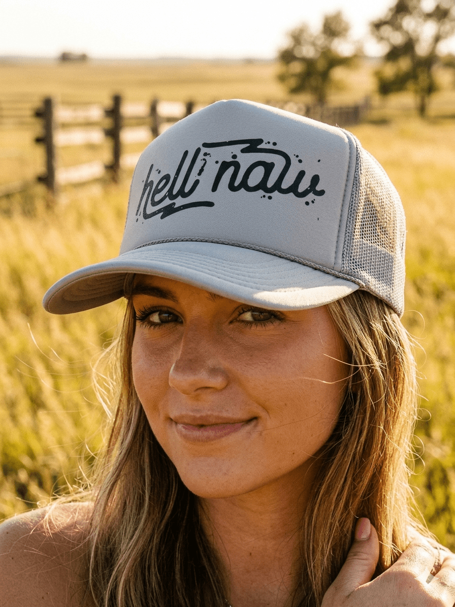 Hell Naw Trucker HatGrey