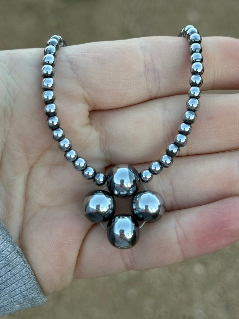 Hematite Clover Beaded Choker