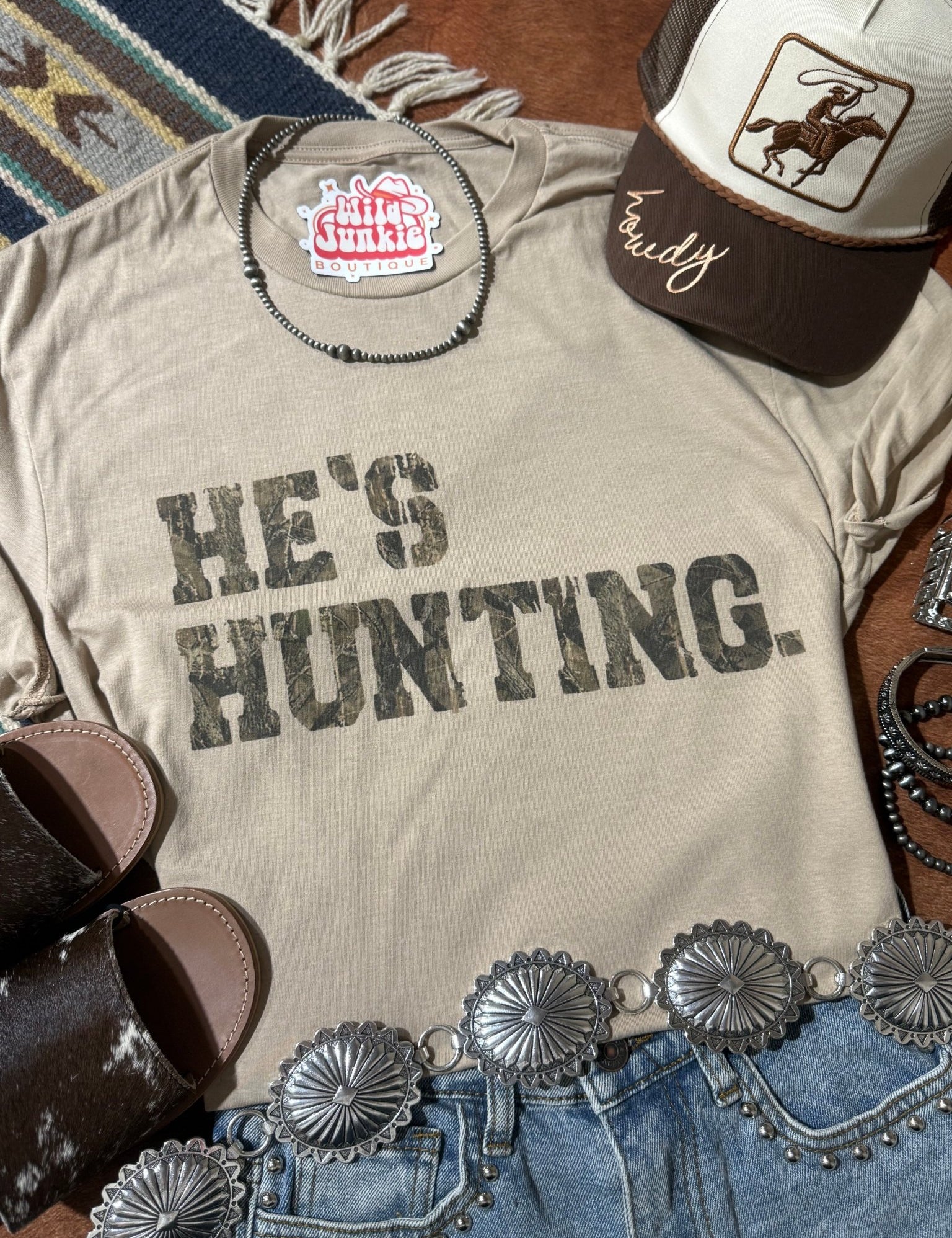 He's Hunting Graphic TeeTanS