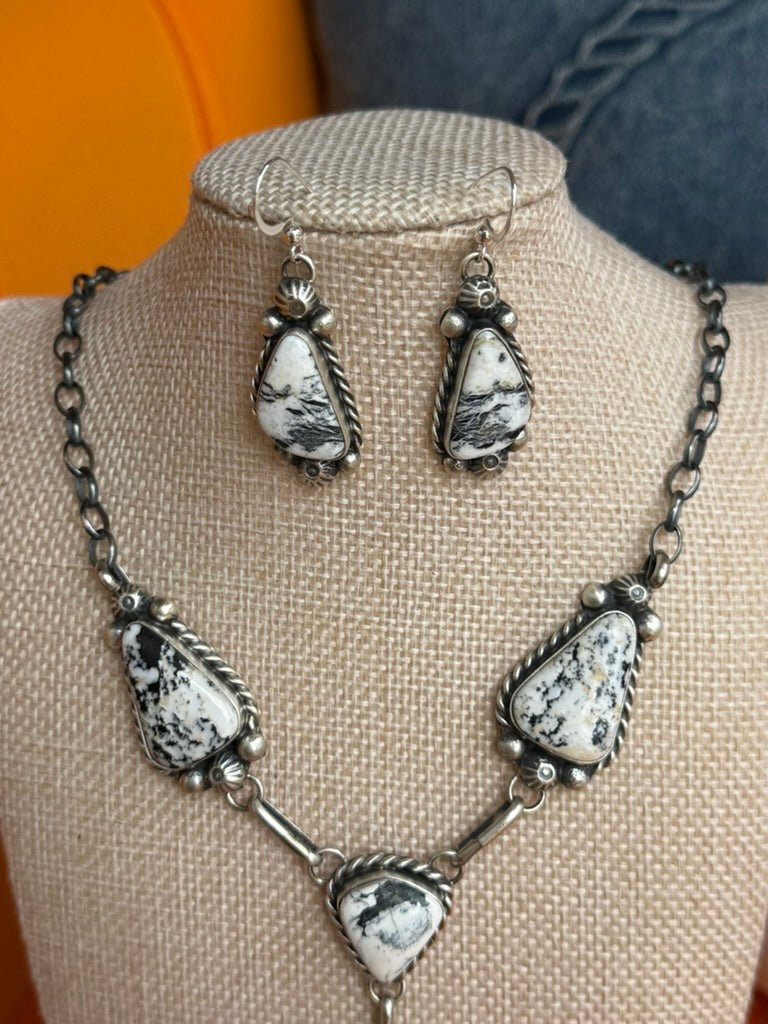 High Desert White Buffalo Necklace & Earrings Set