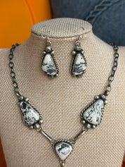 High Desert White Buffalo Necklace & Earrings Set