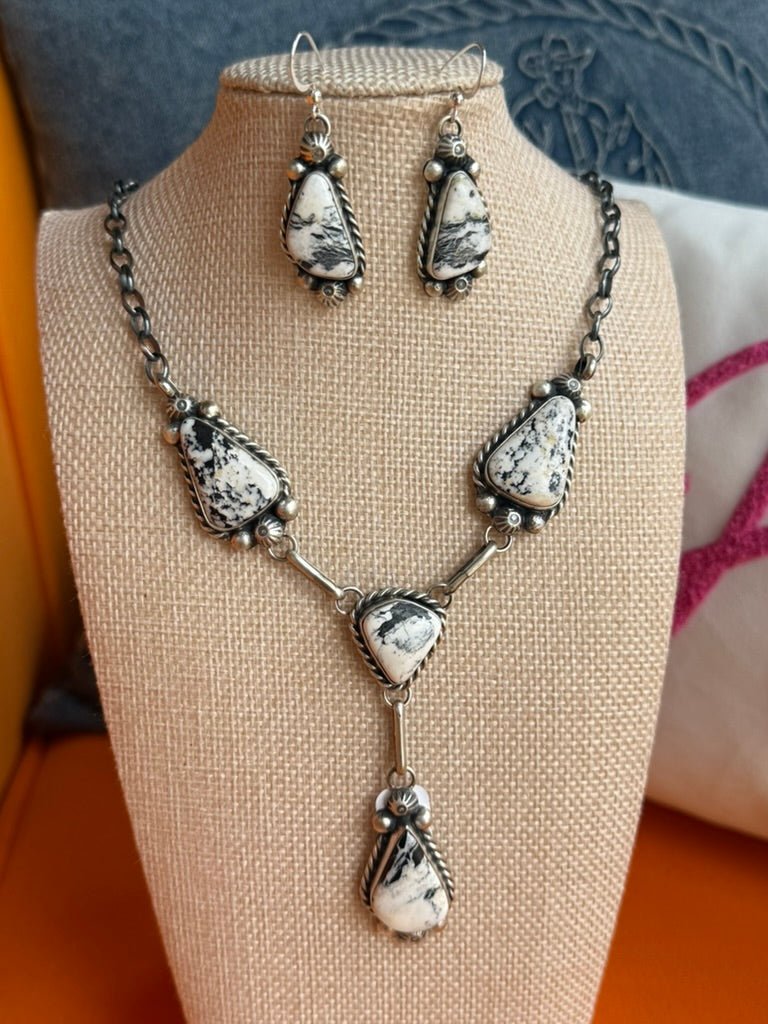 High Desert White Buffalo Necklace & Earrings Set