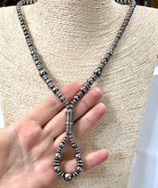 High Plains Hematite Pearl Lariat Necklace
