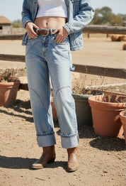 High Rise Barrel Cuff Jeans1