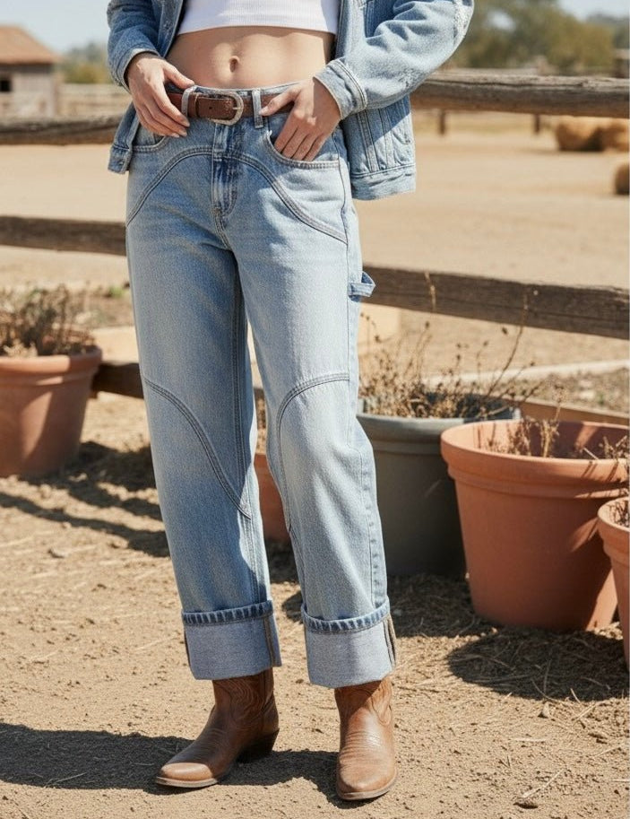 High Rise Barrel Cuff Jeans1