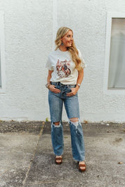 High-Rise Criss Cross Straight Distressed Jeans1