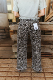 High-Rise Leopard Wide Leg Frayed Hem Pants24