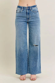 High-Rise Raw Hem Wide Leg Jeans0(24)