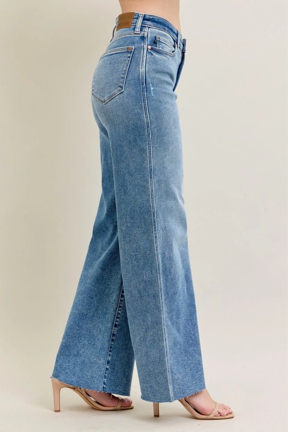 High-Rise Raw Hem Wide Leg Jeans0(24)