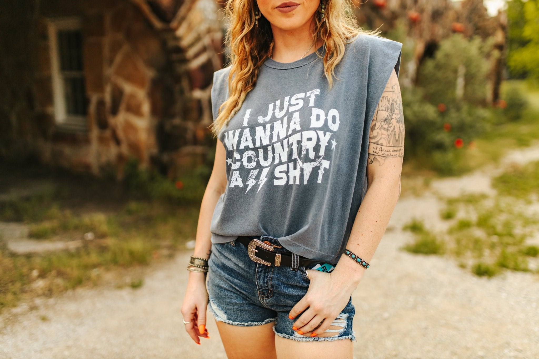 High Rise Ripped Denim ShortsMedium Wash1