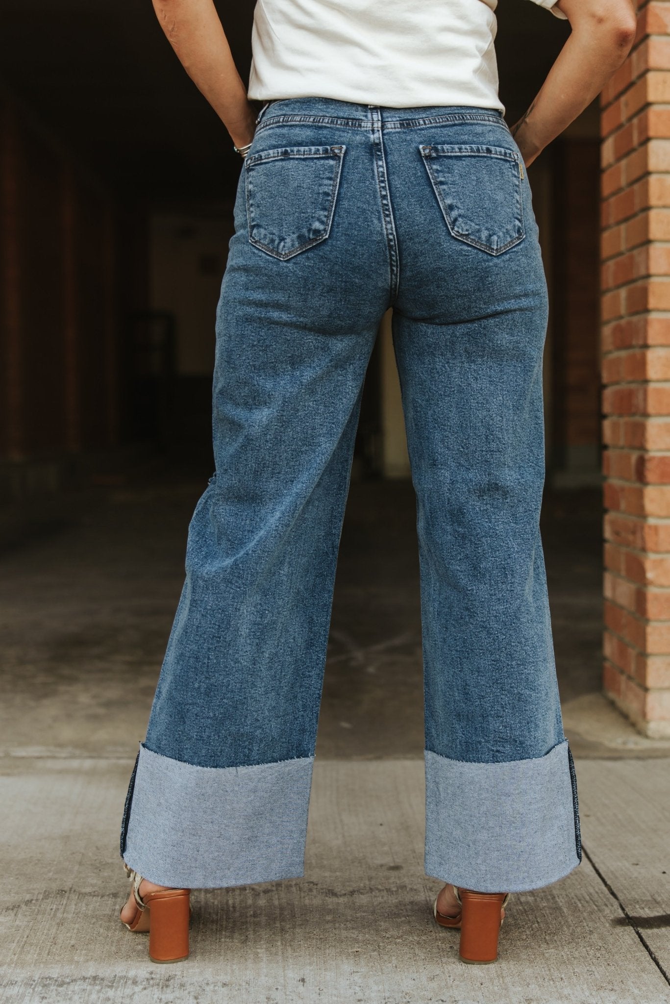 High Waisted Folded Hem Jeans1