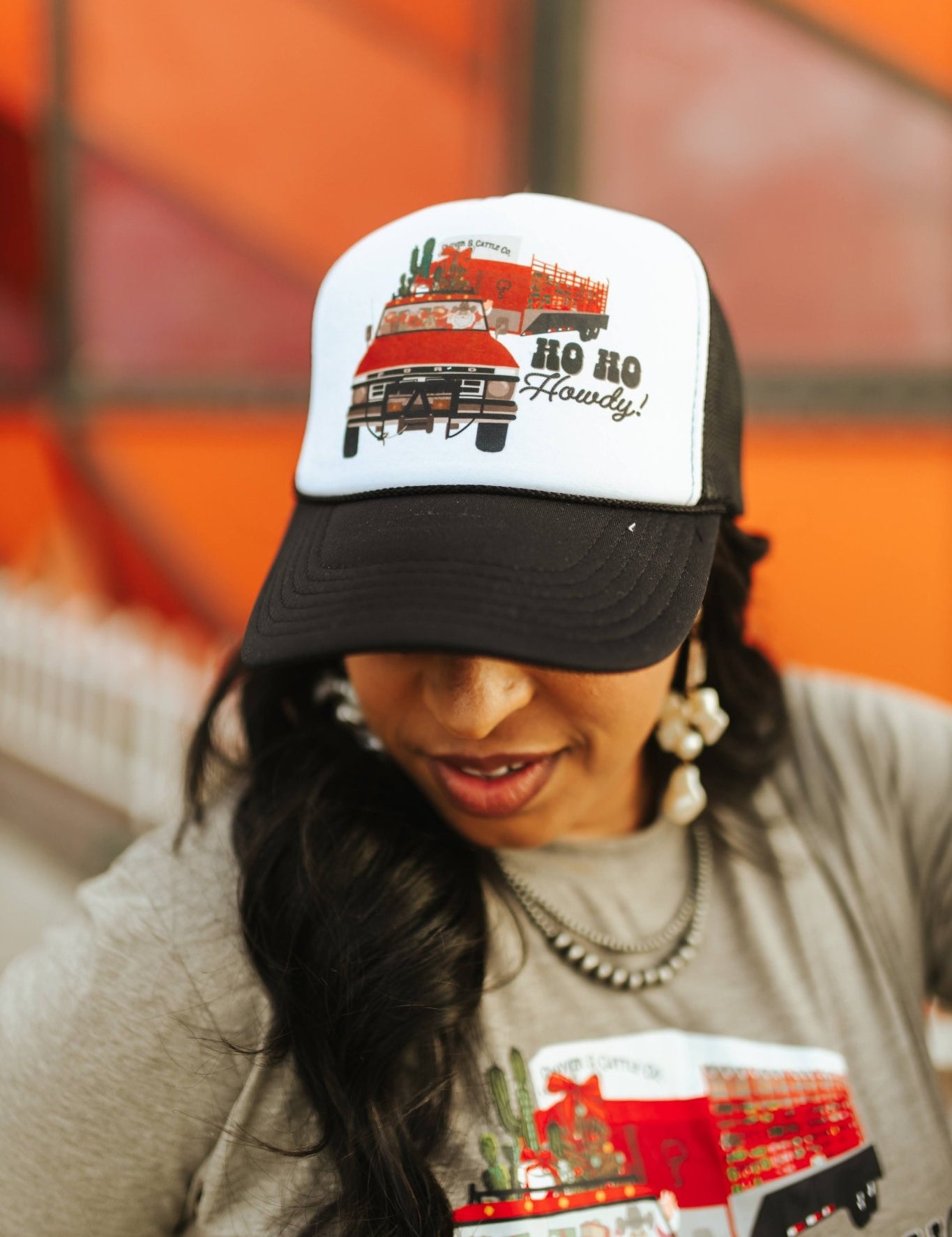 Ho Ho Howdy Trucker HatBlack & White