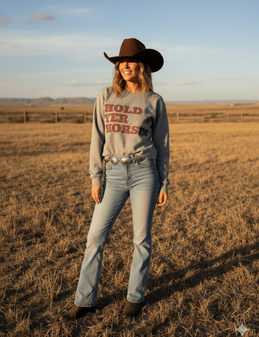 Hold Yer Horses Graphic SweatshirtOxfordS