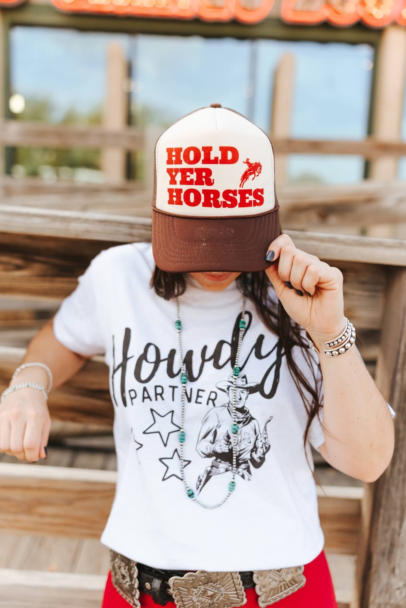 Hold Yer Horses Trucker HatBrown & Tan