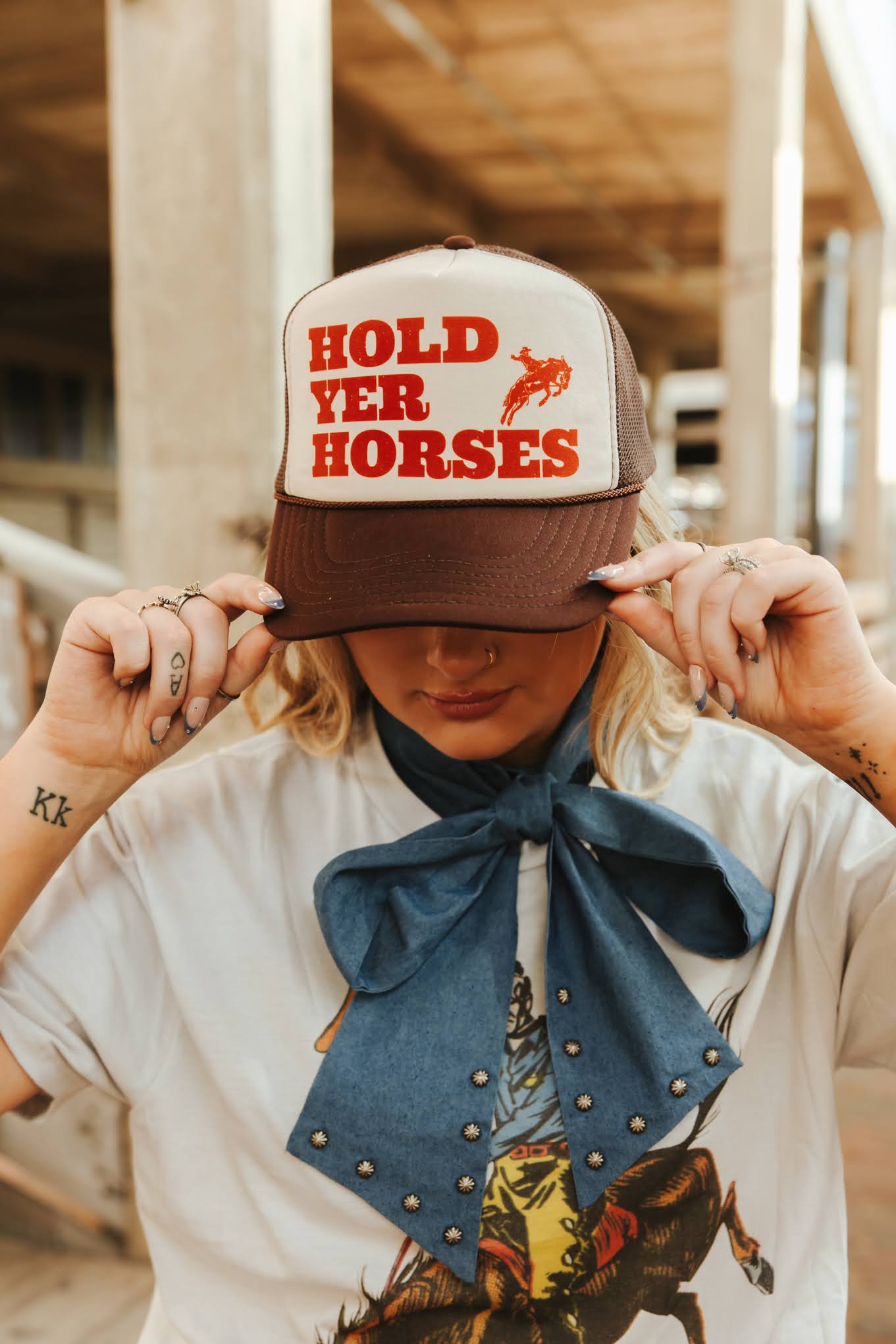 Hold Yer Horses Trucker HatBrown & Tan