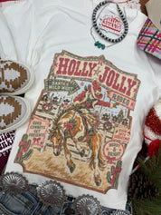 Holly Jolly Christmas Rodeo Graphic TeeWhiteS