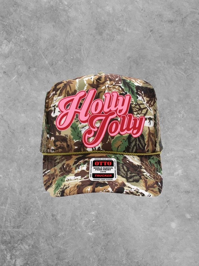 Holly Jolly Tree Camo Trucker Hat