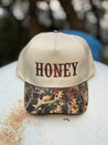 Honey Embroidered Tree Camo Trucker Hat