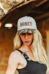 Honey Embroidered Tree Camo Trucker Hat