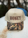 Honey Embroidered Tree Camo Trucker Hat