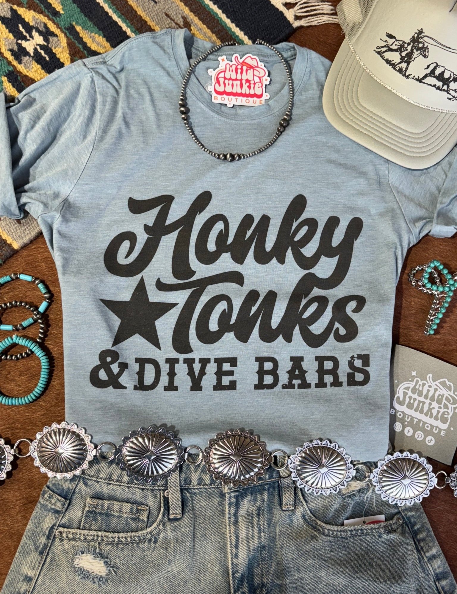 Honky Tonks & Dive Bars Graphic TeeStonewash DenimS