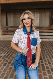 Horse Buckstitch Western Tie
