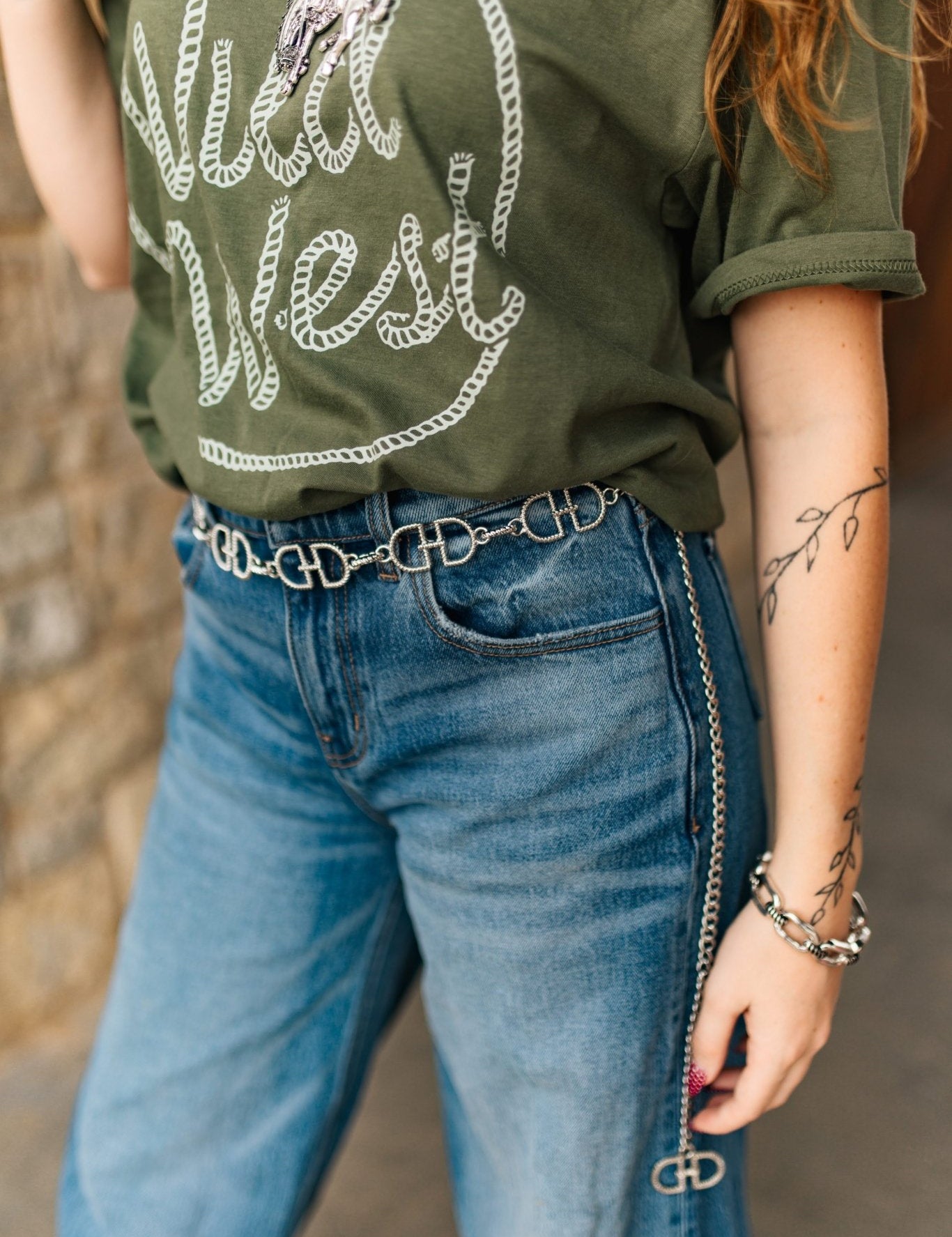 Horse Shoe Silver Chain Belt