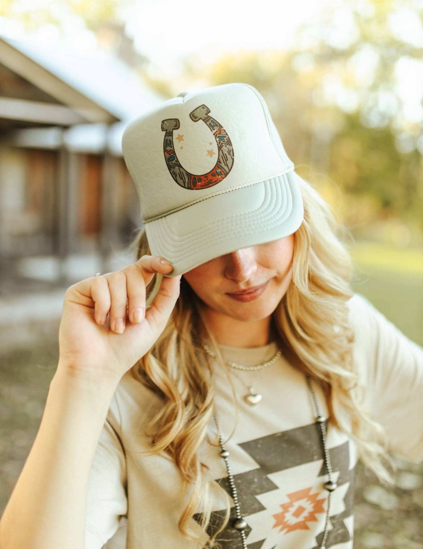 Horse Shoe Trucker HatGrey