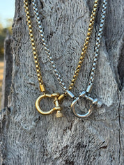 Horseshoe Carabiner Necklace - Gold
