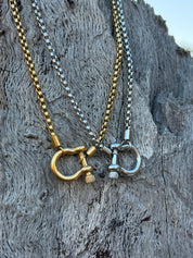 Horseshoe Carabiner Necklace - Gold