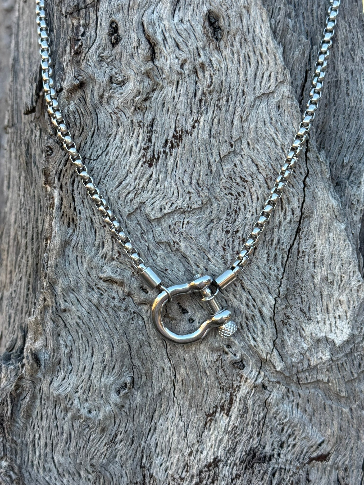 Horseshoe Carabiner Necklace - Silver