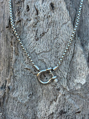 Horseshoe Carabiner Necklace - Silver