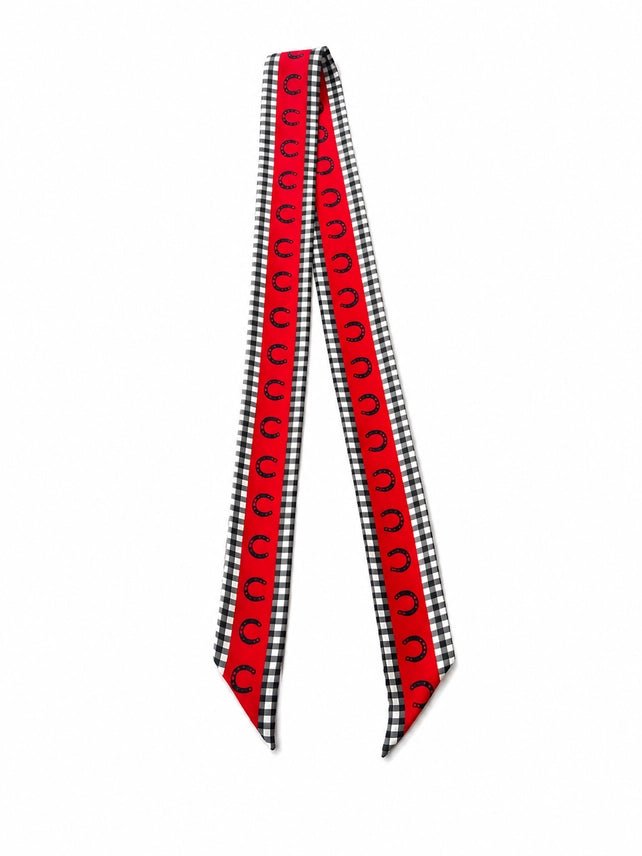 Horseshoe Gingham Twilly Scarf - Red