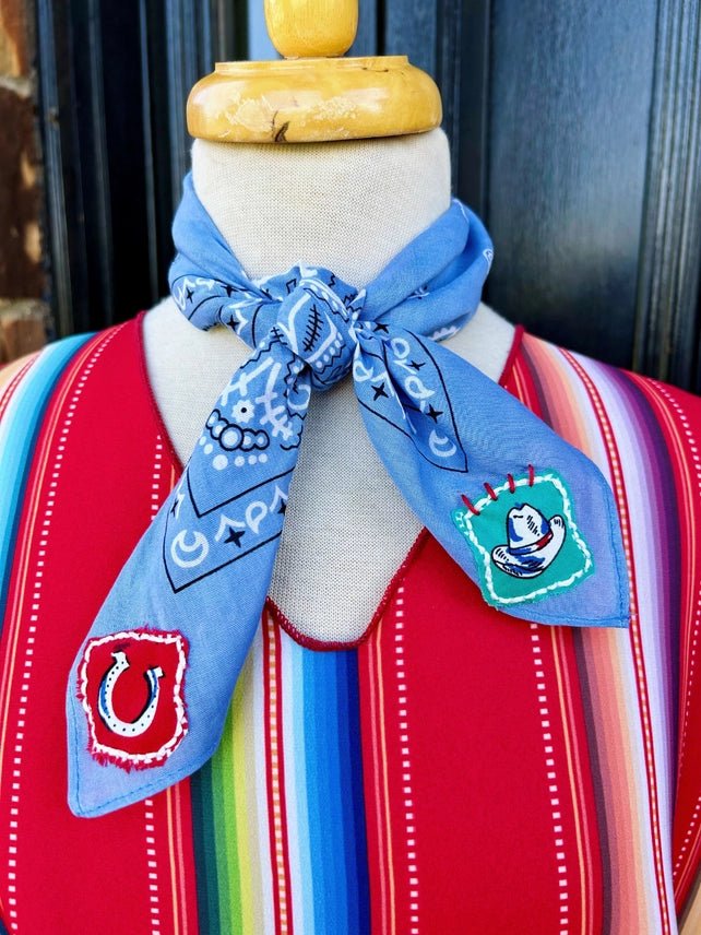 Horseshoe & Hat Embroidered Paisley Bandana