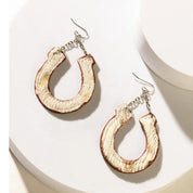 Lucky Horseshoe Leather Dangle Earrings