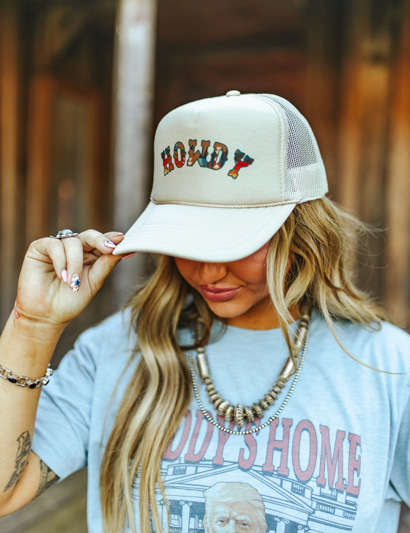 Howdy Aztec Trucker HatTan