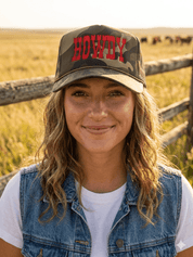 Howdy Camo Embroidered Trucker Hat