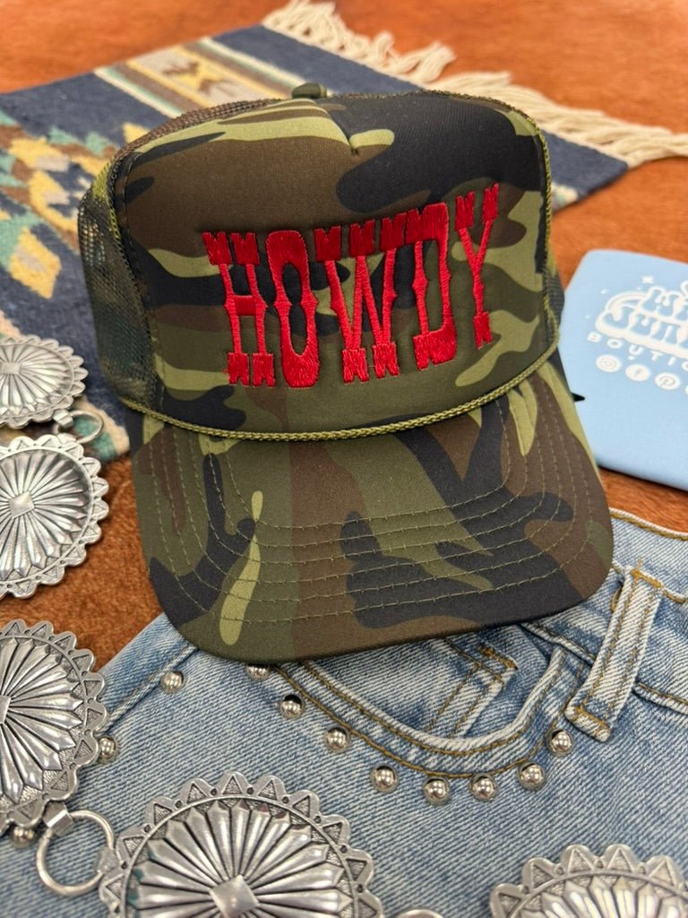 Howdy Camo Embroidered Trucker Hat