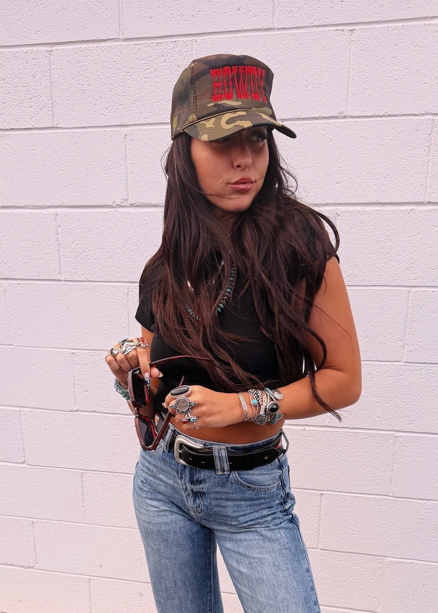 Howdy Camo Embroidered Trucker Hat