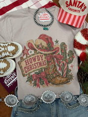 Howdy Christmas Western Graphic TeePink GravelS