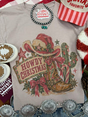 Howdy Christmas Western Graphic TeePink GravelS