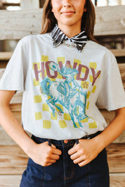 Howdy Cowgirl Graphic TeeCool GreyS