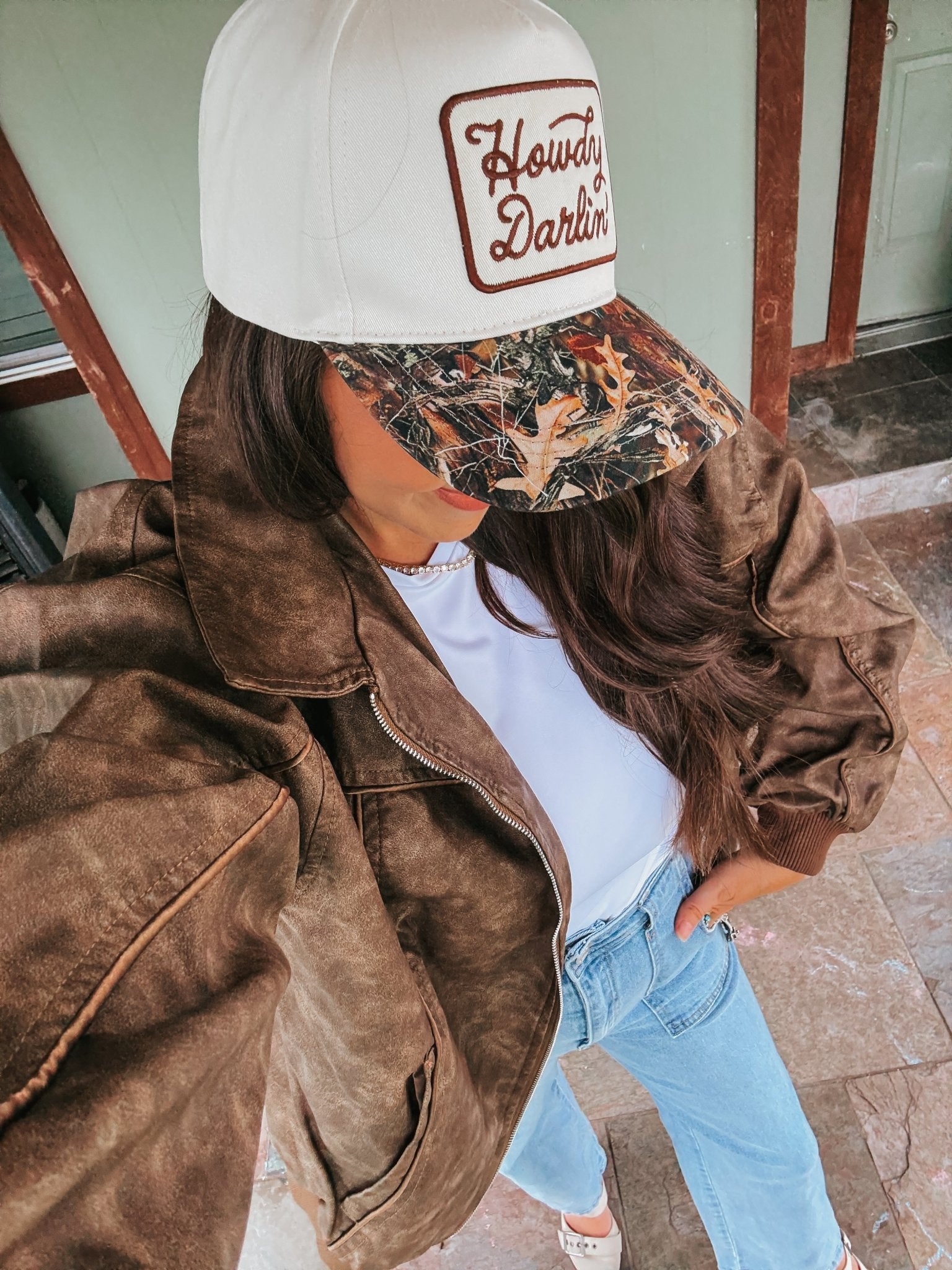 Howdy Darlin' Embroidered Tree Camo Trucker Hat